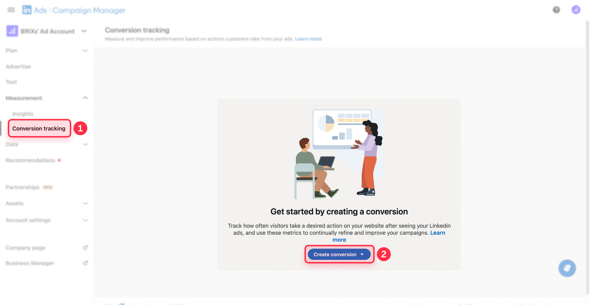 How To Access Conversion Tracking LinkedIn Campaign Manager Webflow