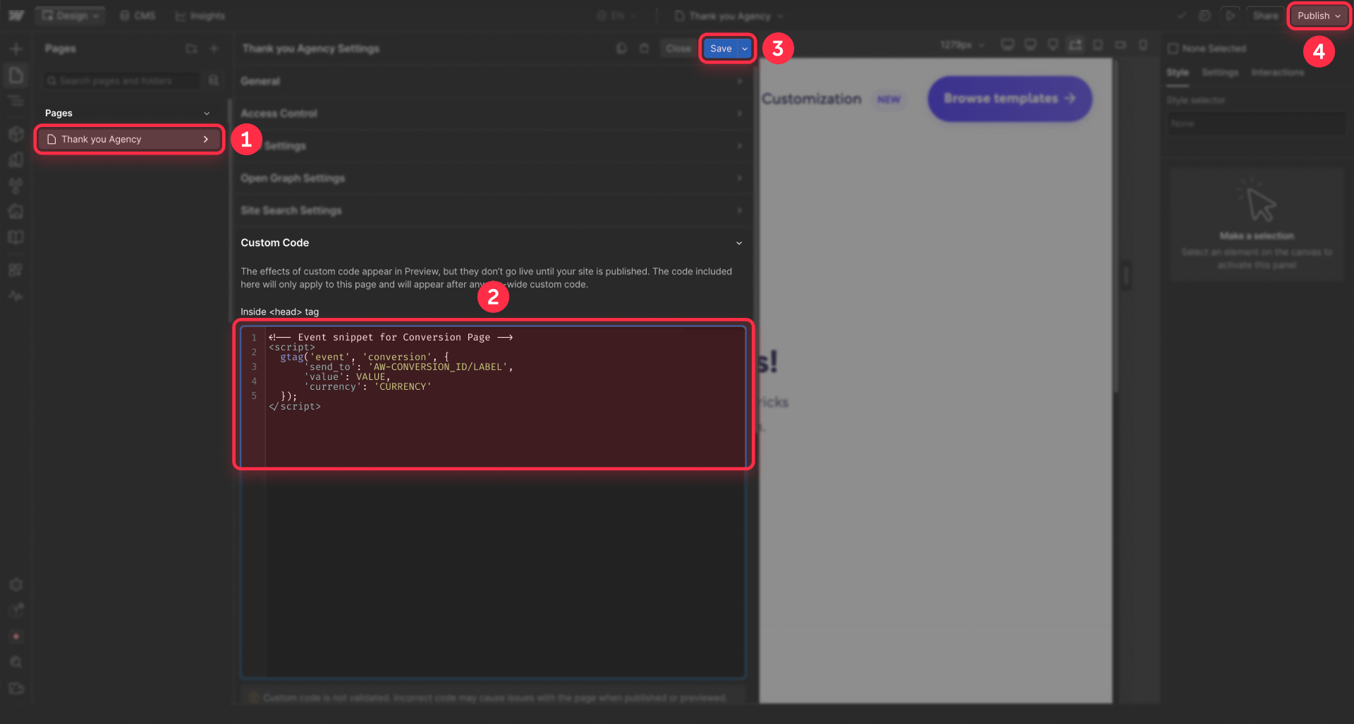 How To Install The Code On Your Thank You Page Webflow