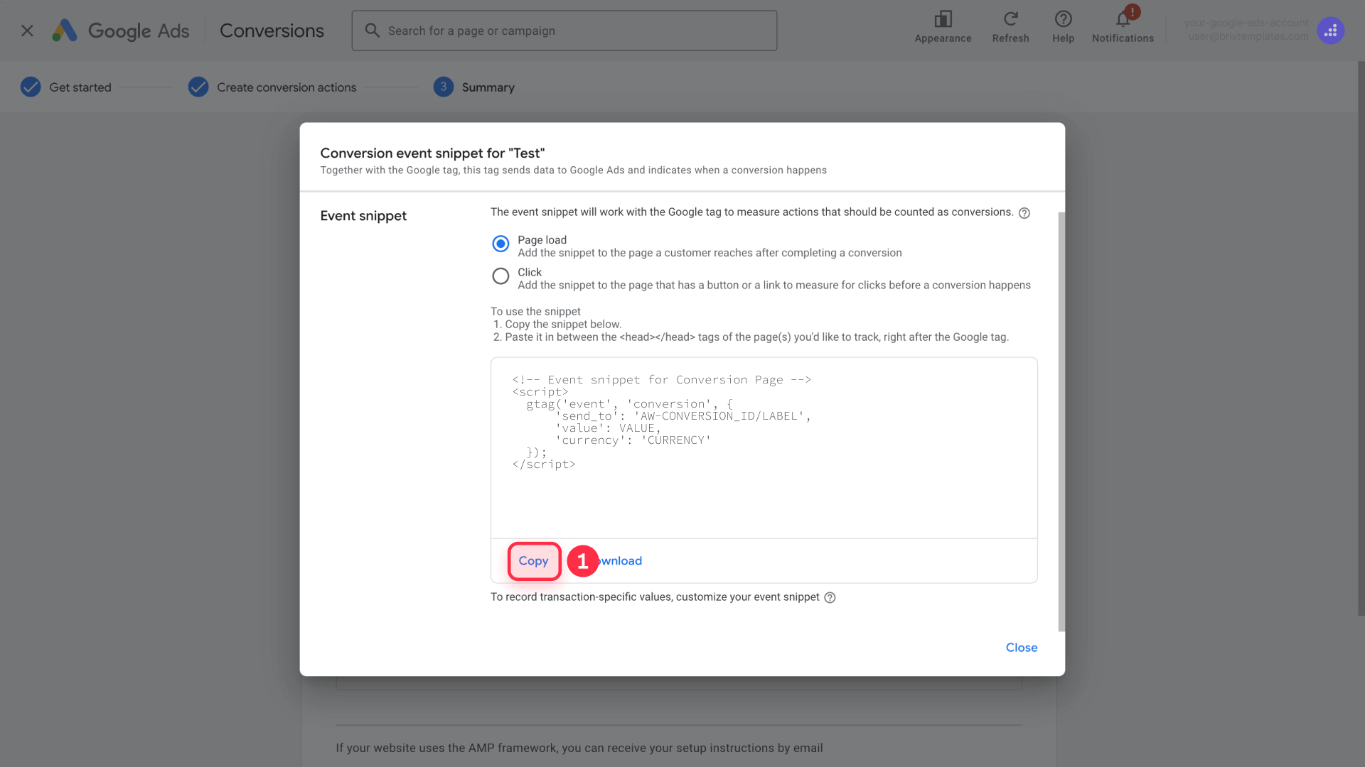 How To Copy The Event Code For Your Thank You Page