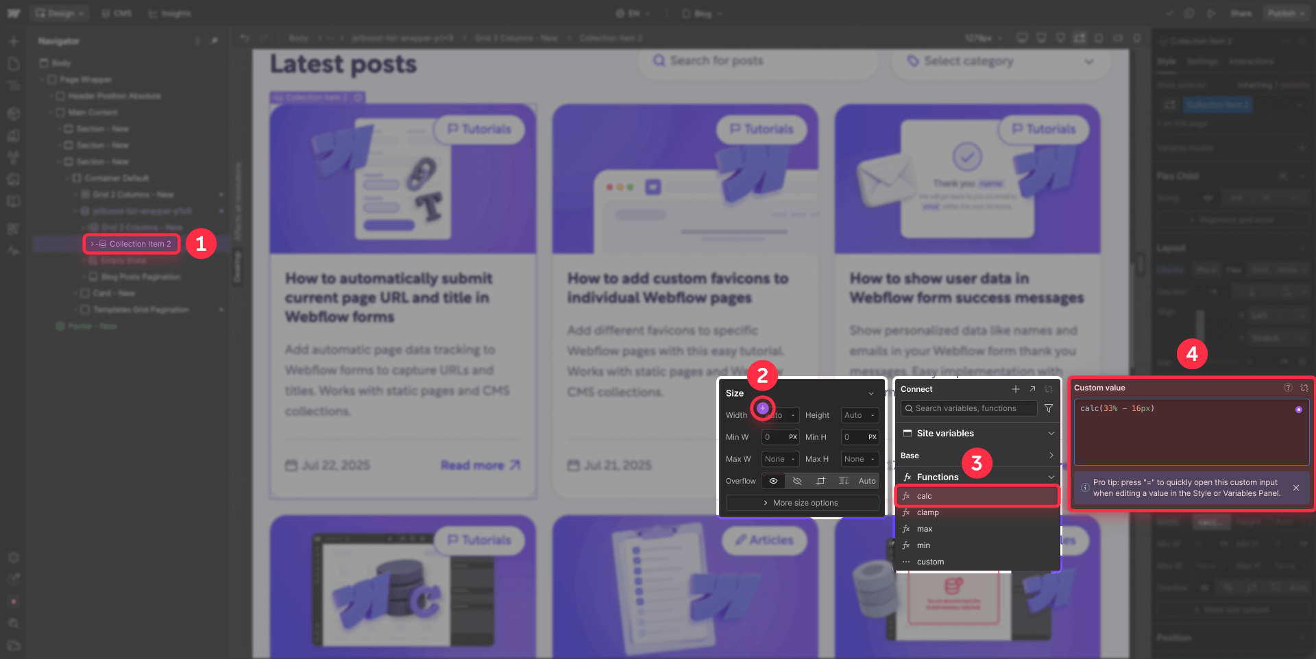 Define how you want to align content within your Webflow cards