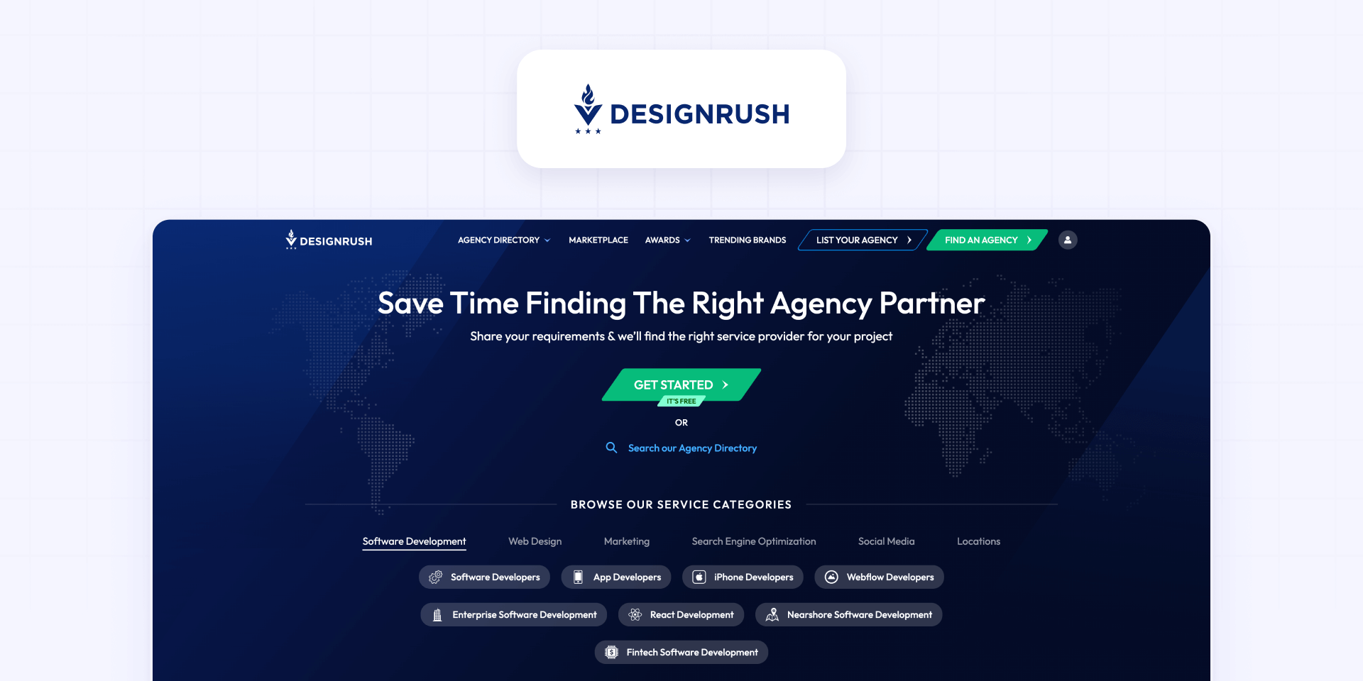 3 - DesignRush for discovering Webflow agencies by expertise
