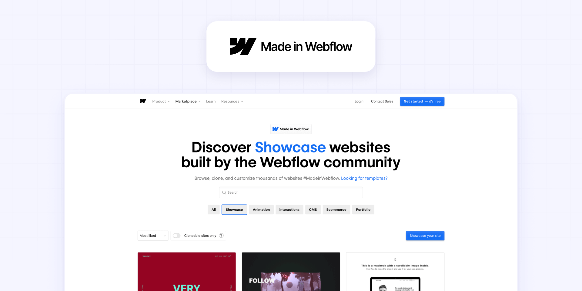 4 - Made in Webflow community for finding Webflow agencies through projects