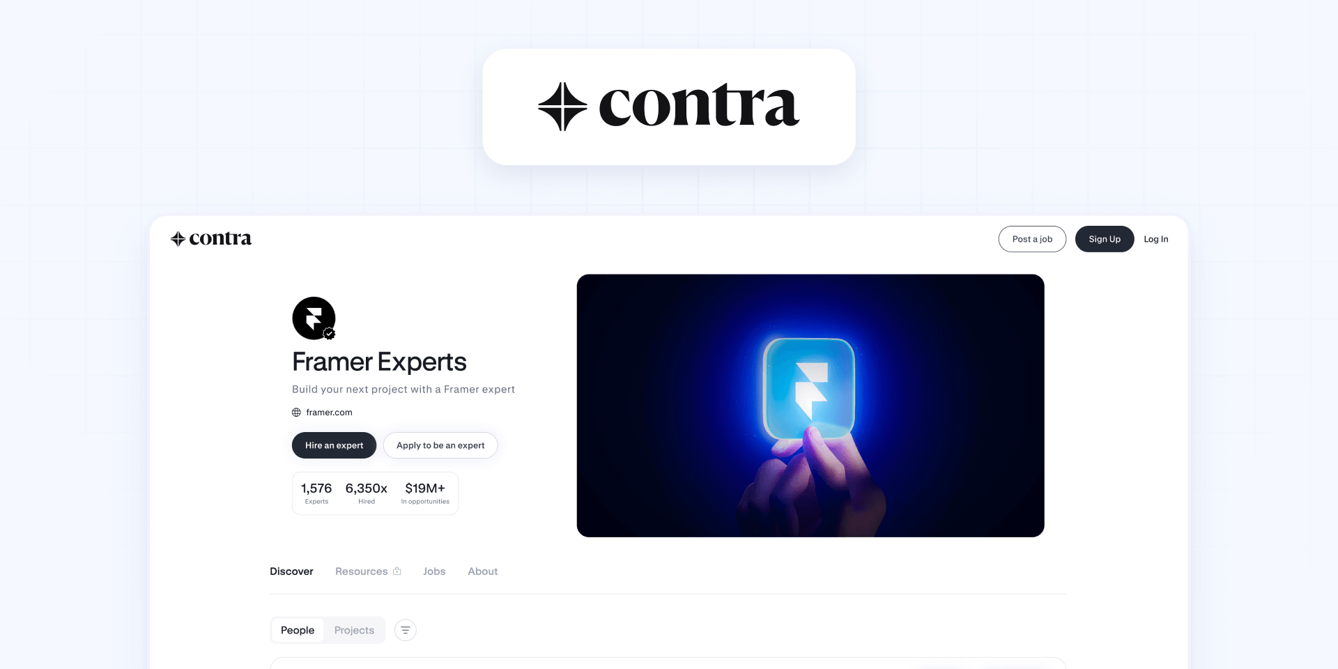 6 - Contra for discovering commission-free Framer freelancers