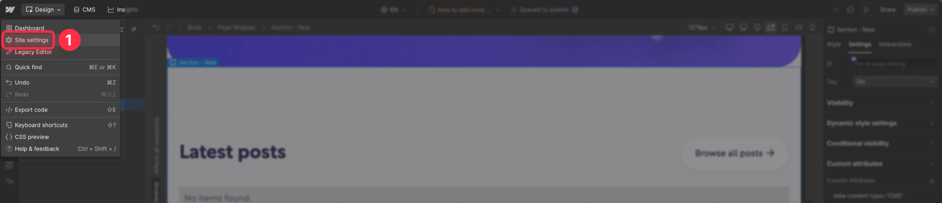 How To Access The Custom Code Settings In Webflow