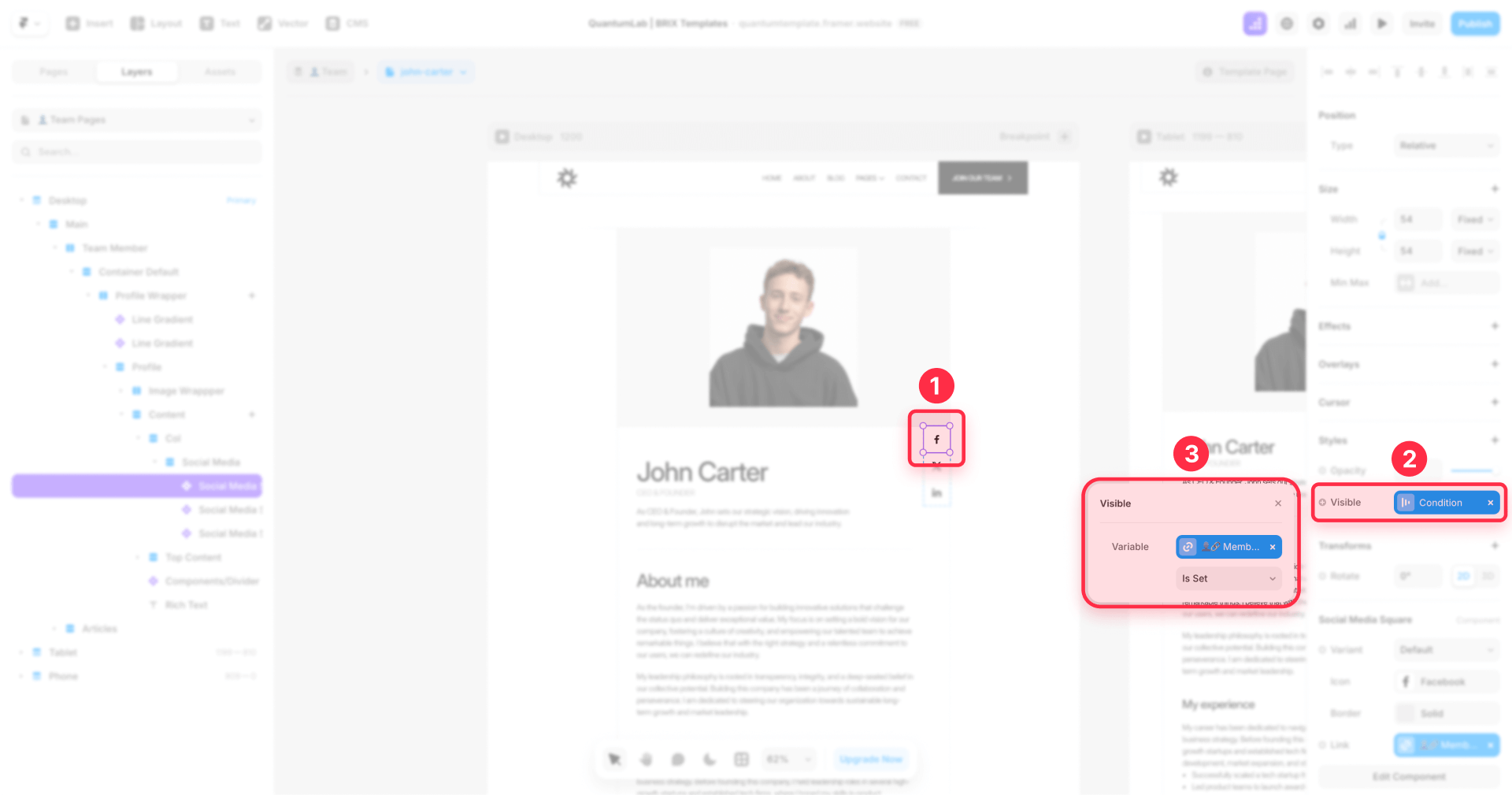 How To Configure Conditional Visibility In Framer