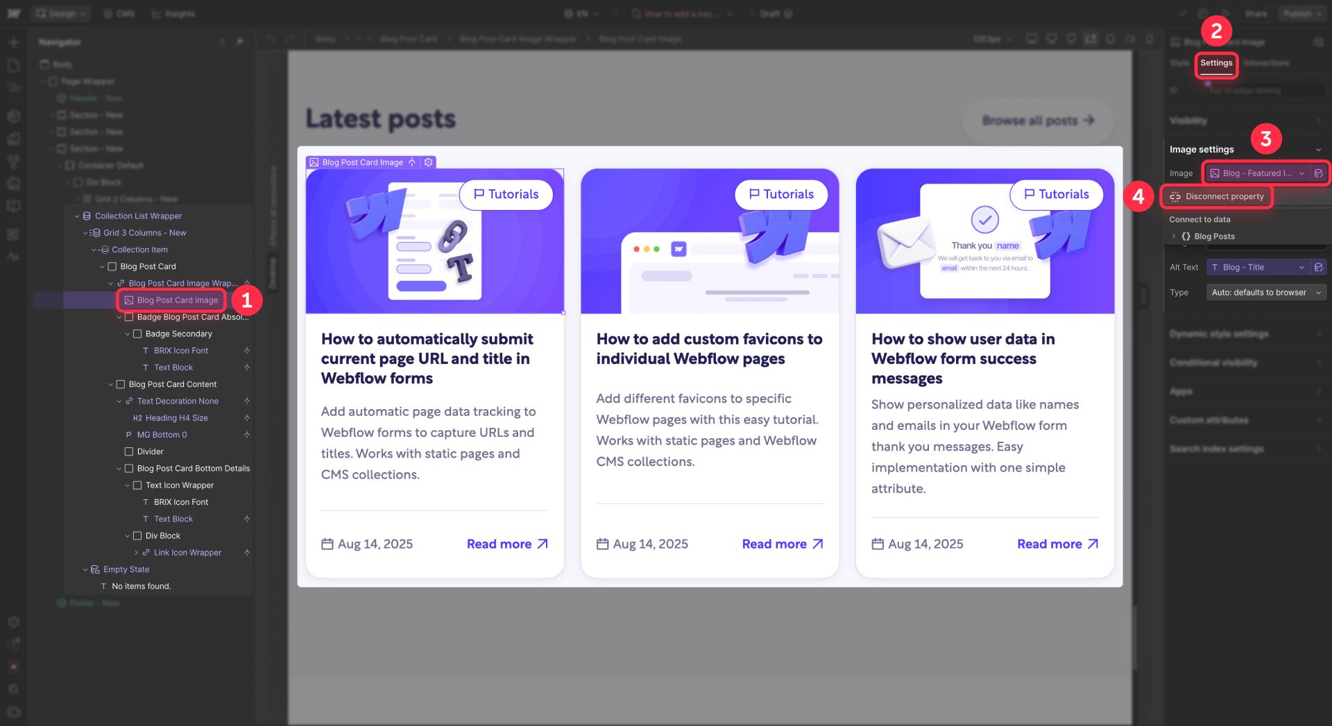 How To Remove The CMS Bindings From An Element In Webflow