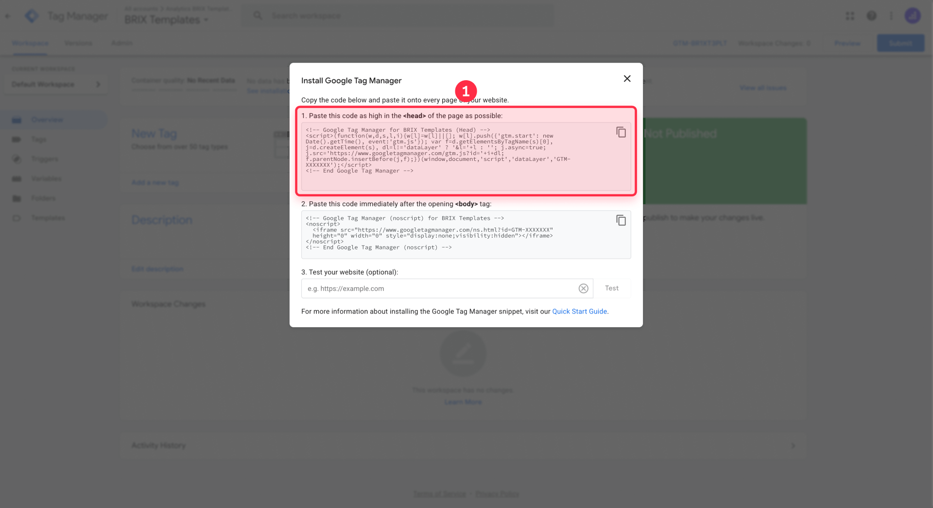 How To Copy The GTM Installation Codes