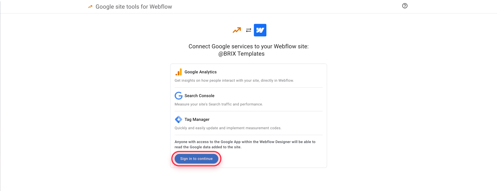 How To Sign In To Connect Google Services In Webflow