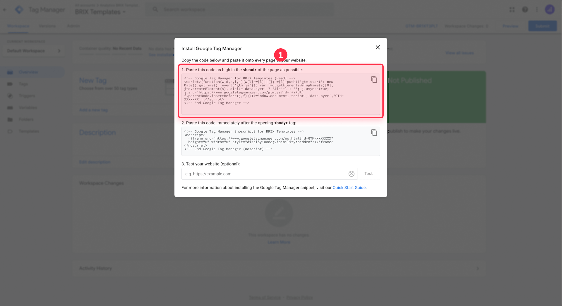 How To Copy The GTM Codes To Install In Framer