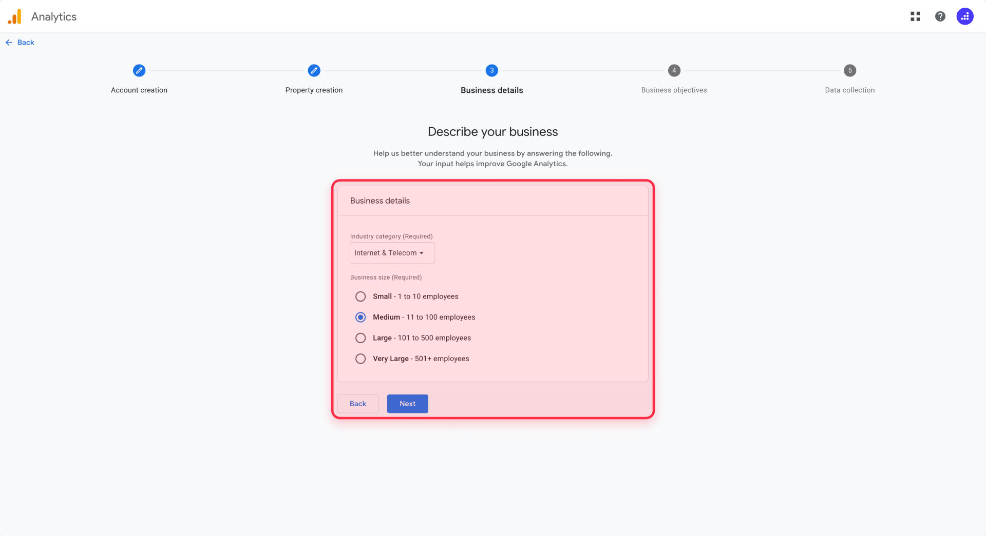 How To Choose The Business Size In Google Analytics Framer