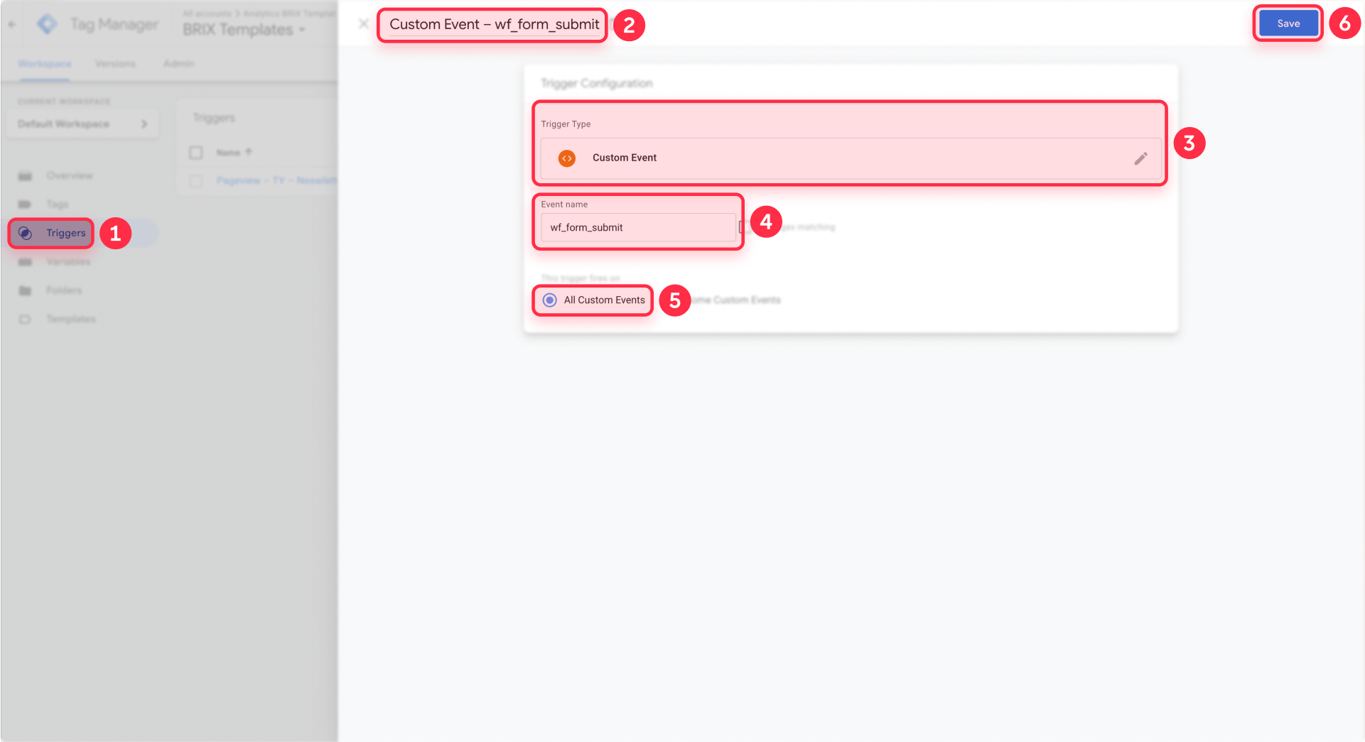 Configure Custom Event trigger wf form submit in Google Tag Manager