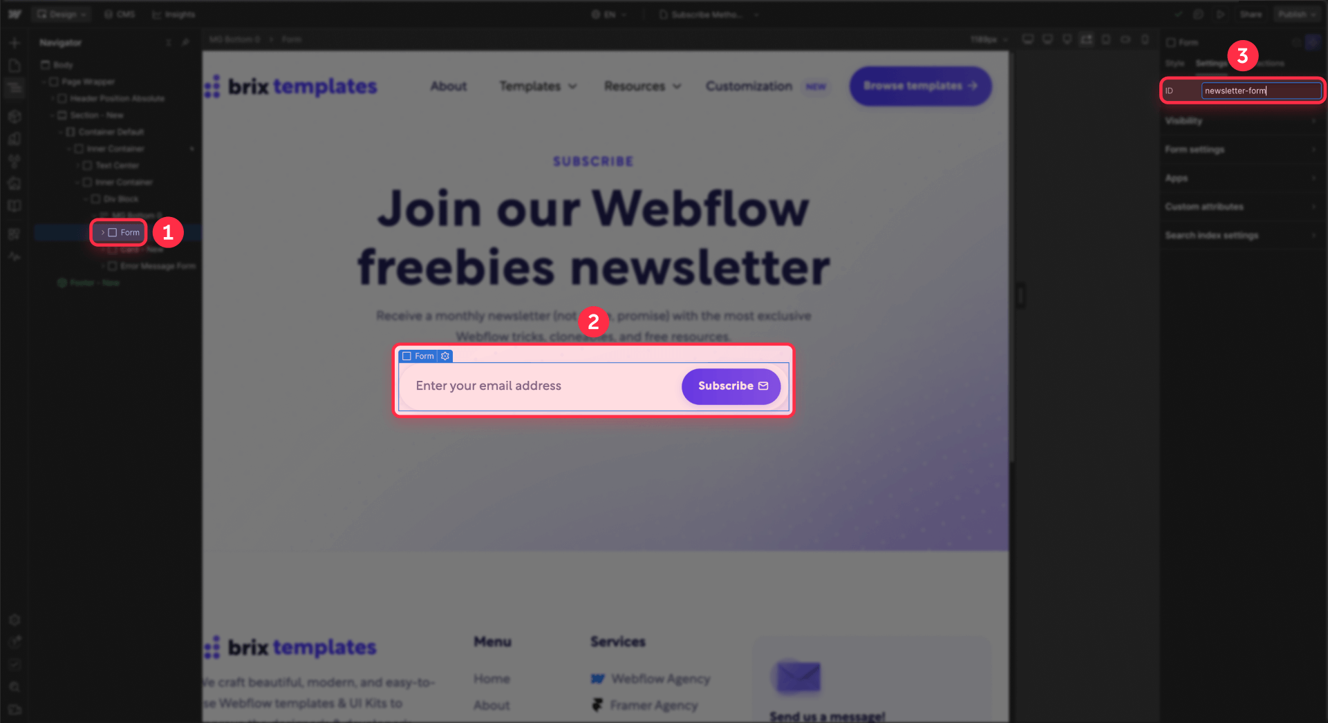 How to assign unique ID to Webflow form for tracking with GTM listener