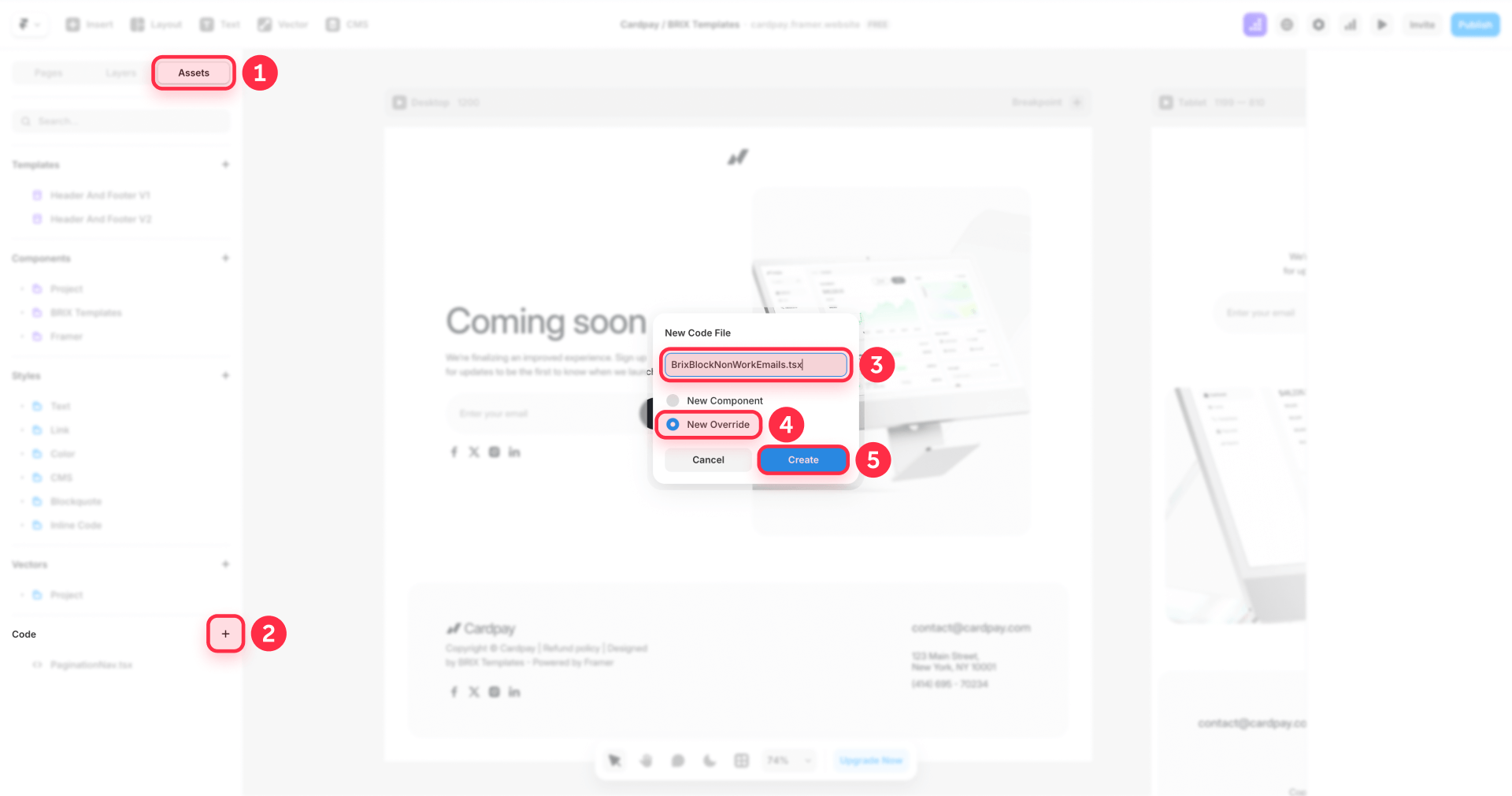 How To Create A Code Override File In Framer