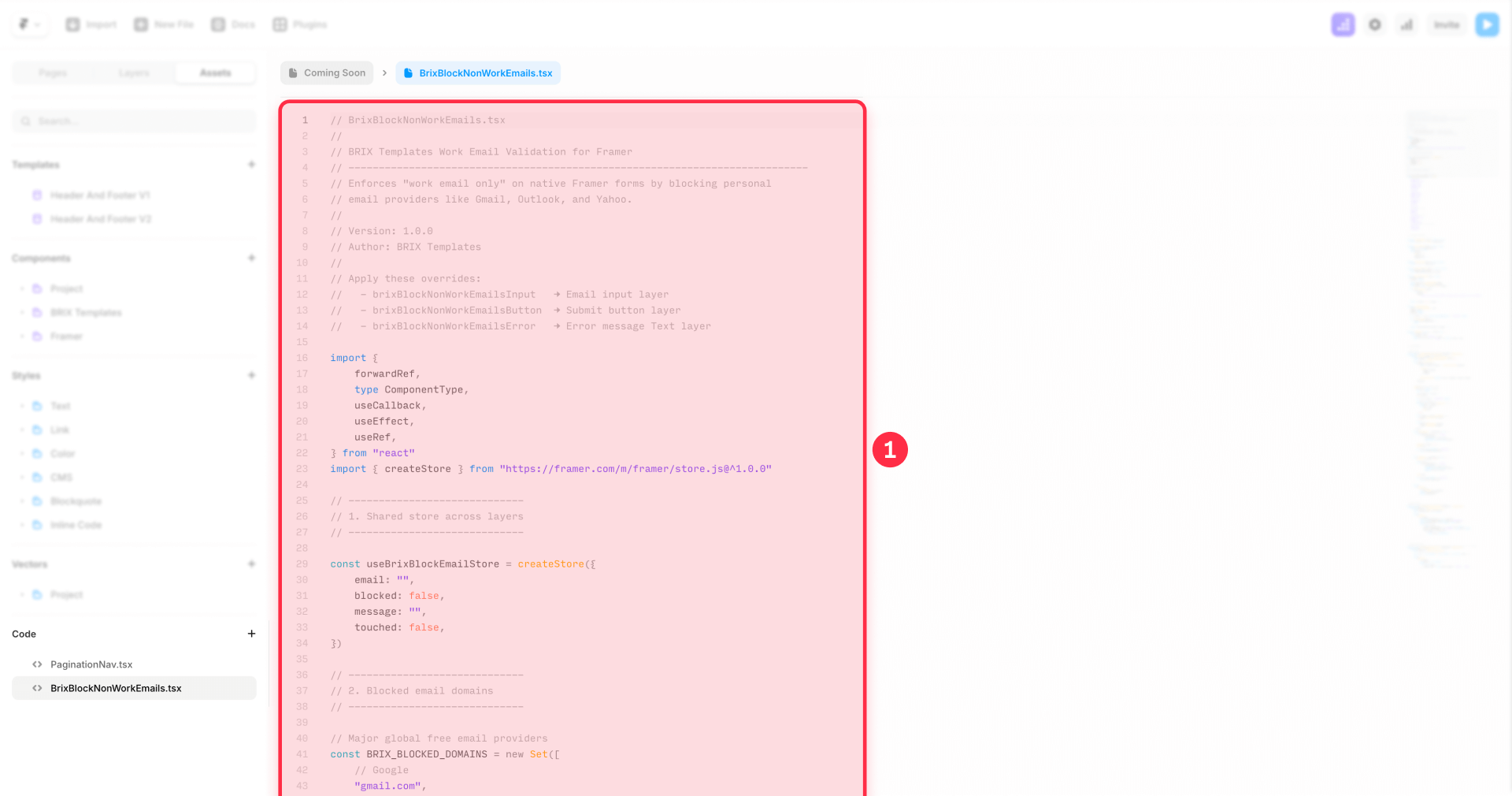 Where To Insert The Blocking Code In Your Framer Override
