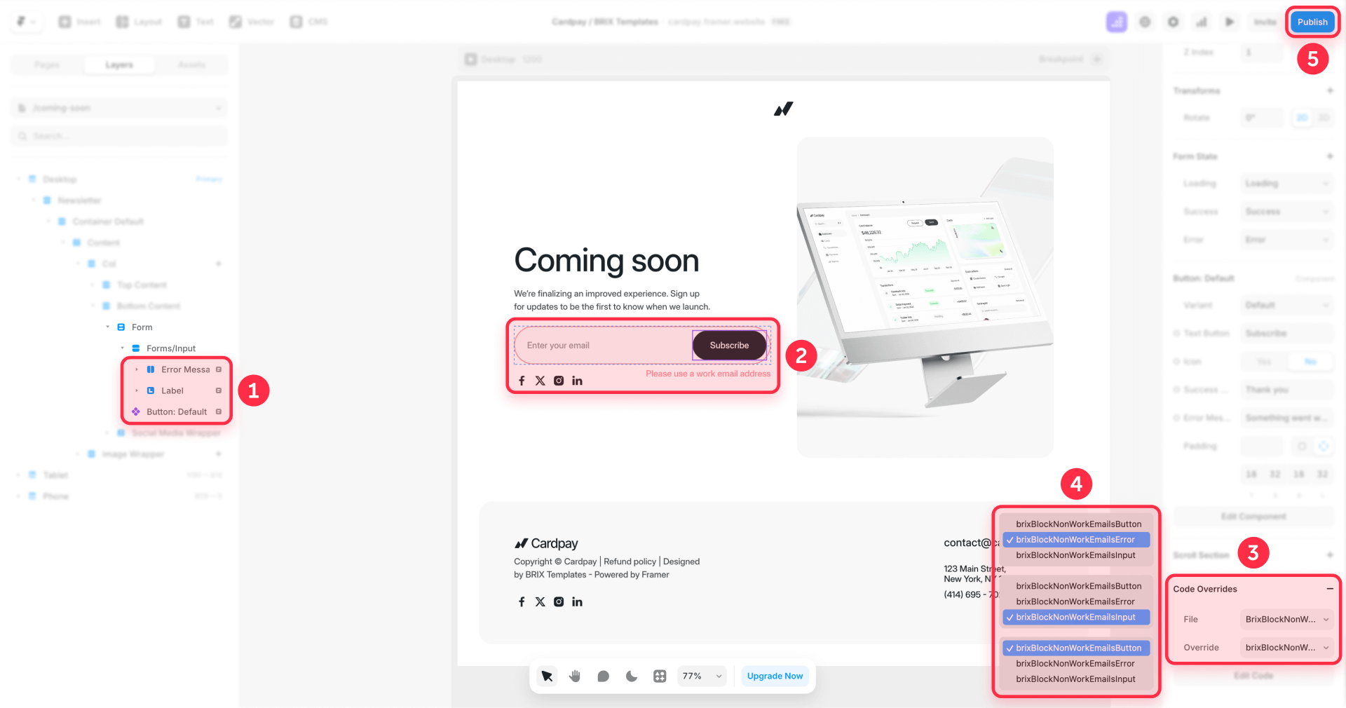 How To Apply The Code Overrides To The Framer Form Fields