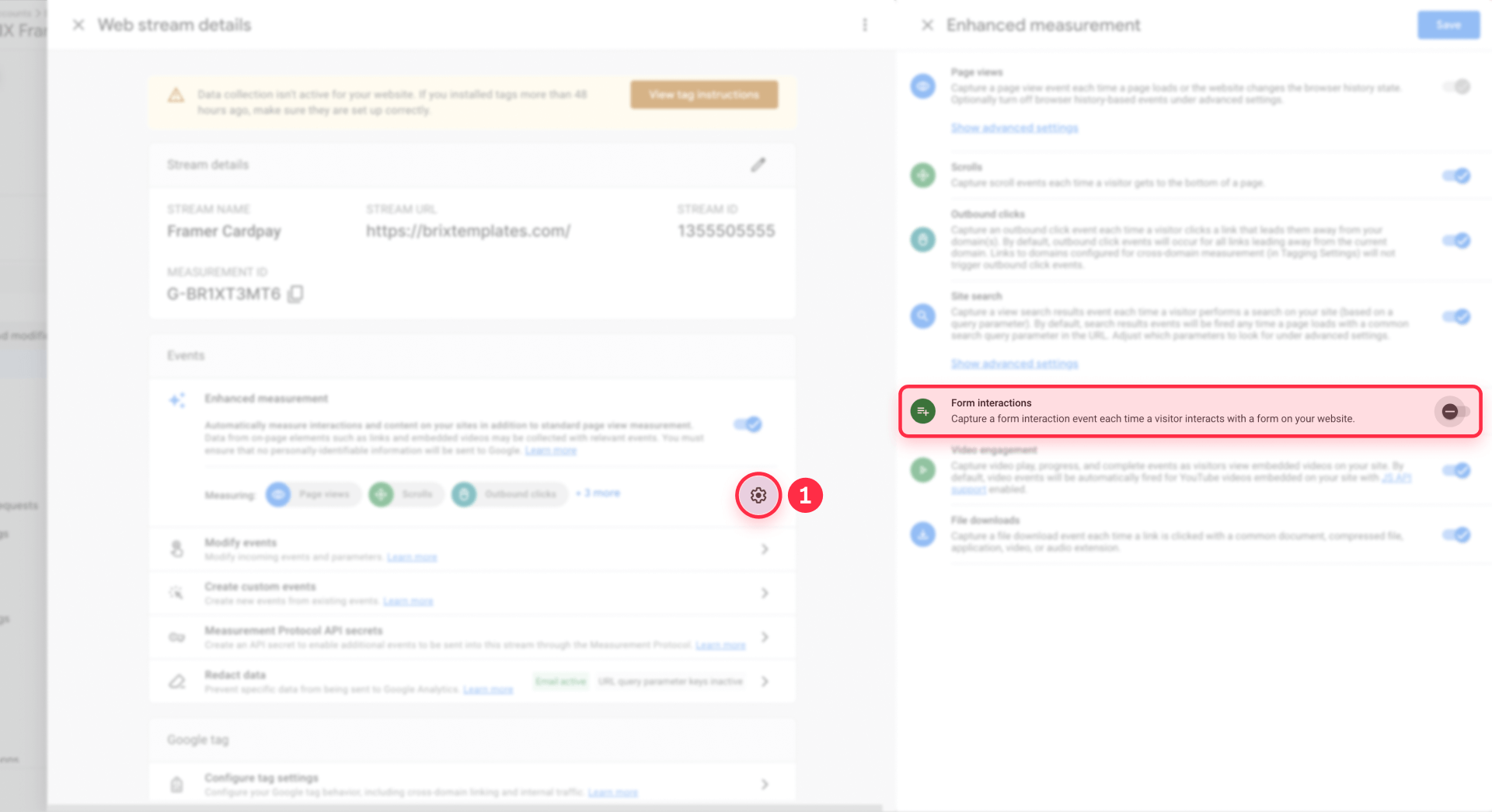 How to disable Form Interactions in GA4 Enhanced Measurement for Framer tracking