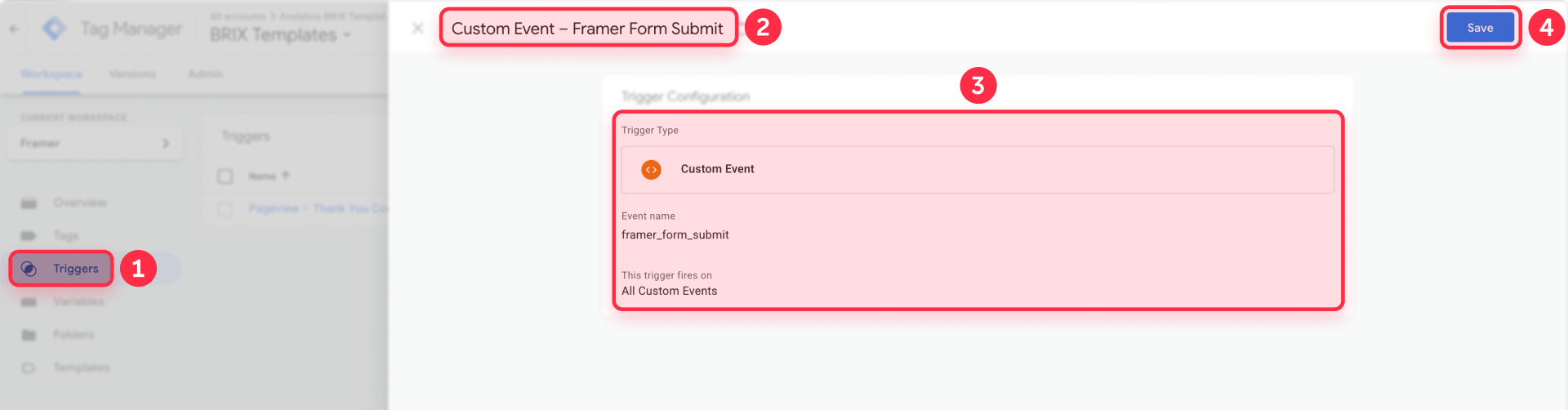 How to create Custom Event trigger framer form submit in GTM for Framer forms