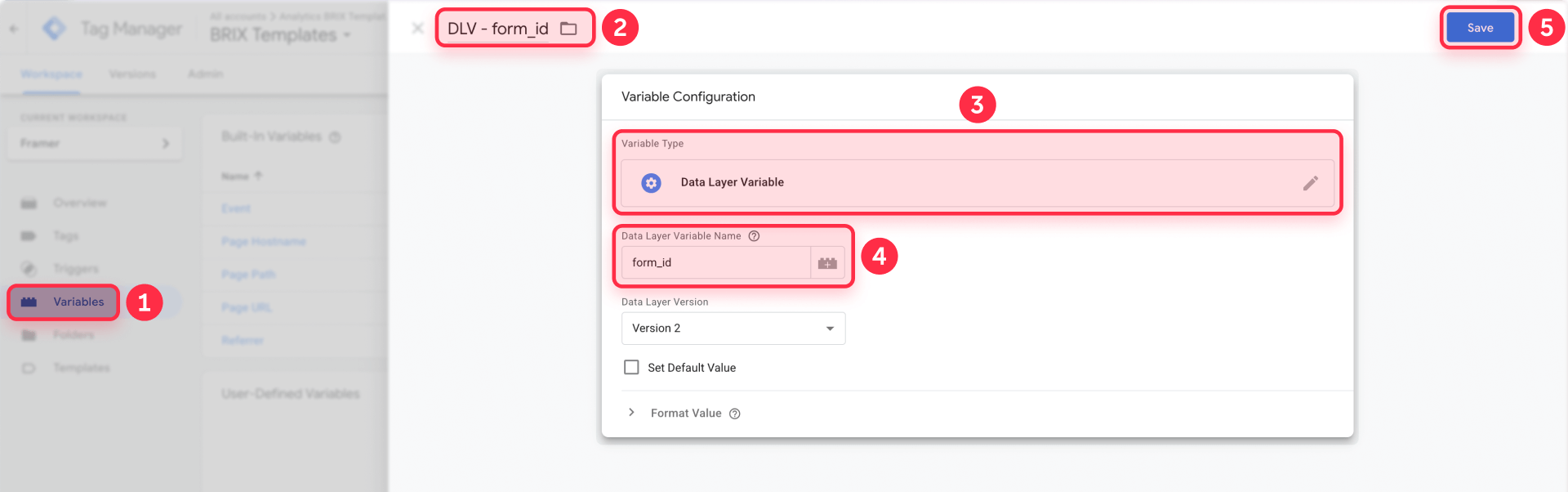 How to create Data Layer Variable form ID in GTM for Framer form tracking