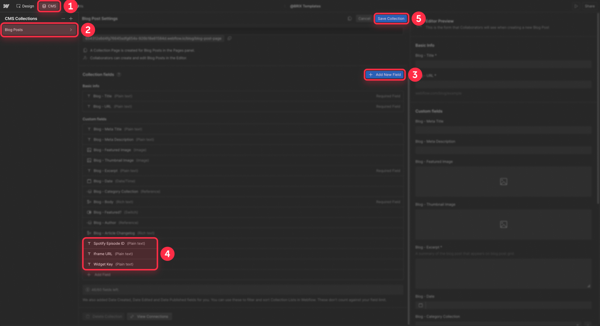 How To Create CMS Fields For Dynamic Embeds In Webflow