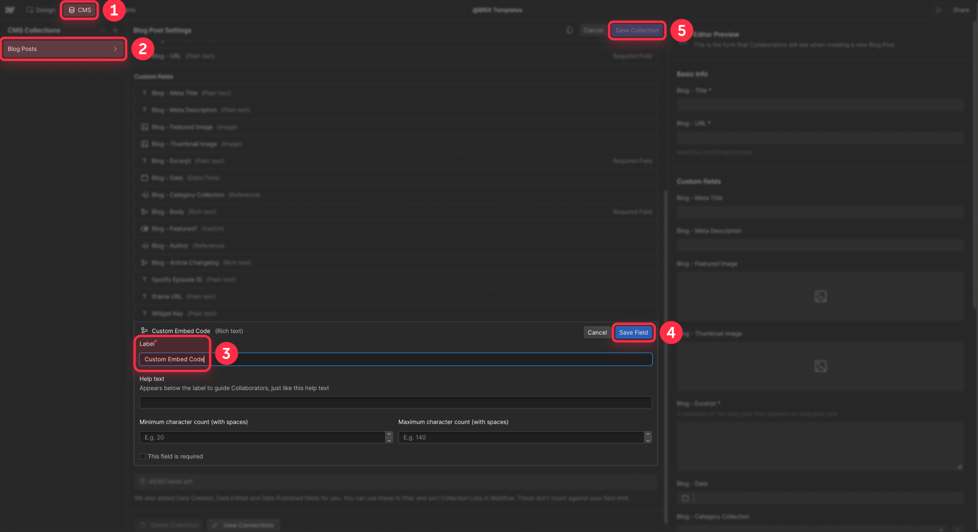 How To Create A Rich Text Field For Custom Code In Webflow