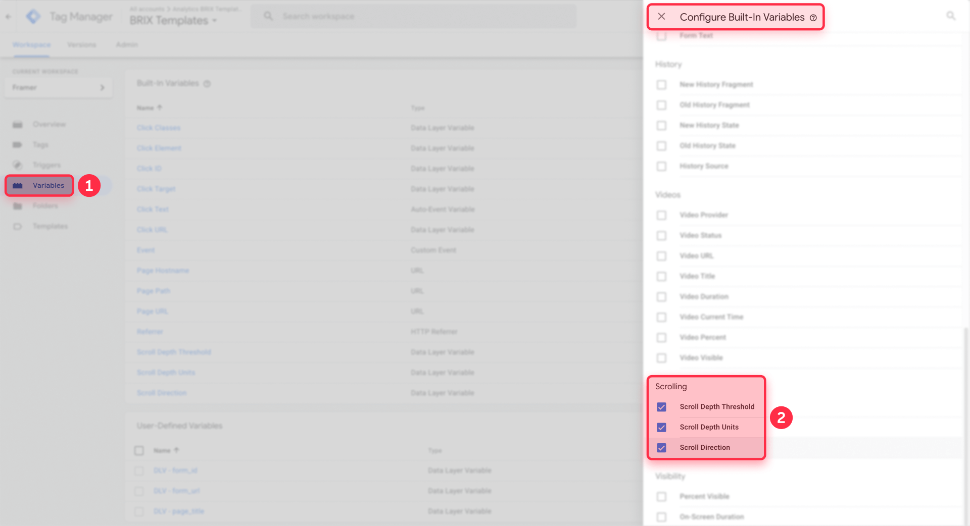 How To Enable The Scroll Variables In Google Tag Manager