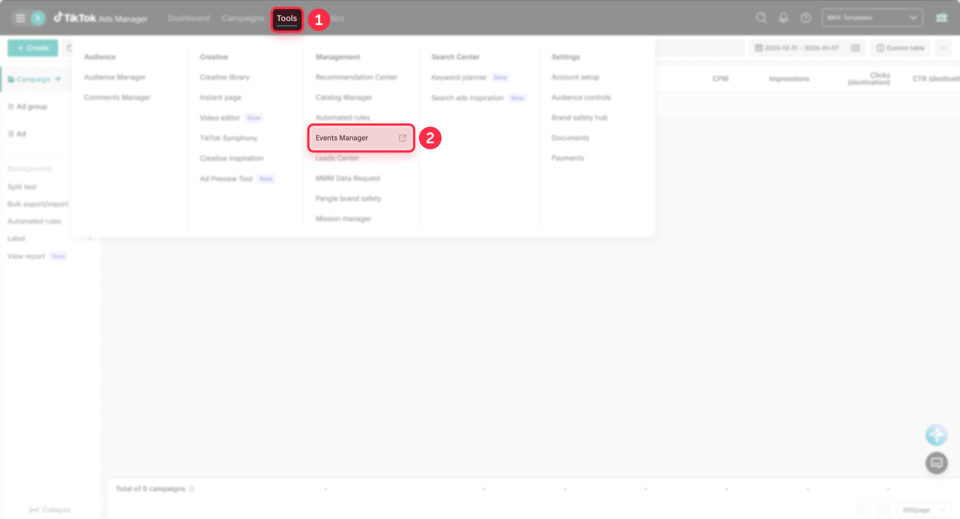 How To Access Events Manager From TikTok Ads Manager Tools