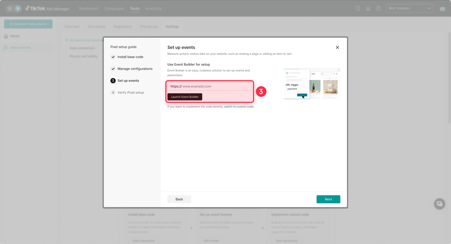 How To Launch The Event Builder From TikTok Events Manager For Webflow
