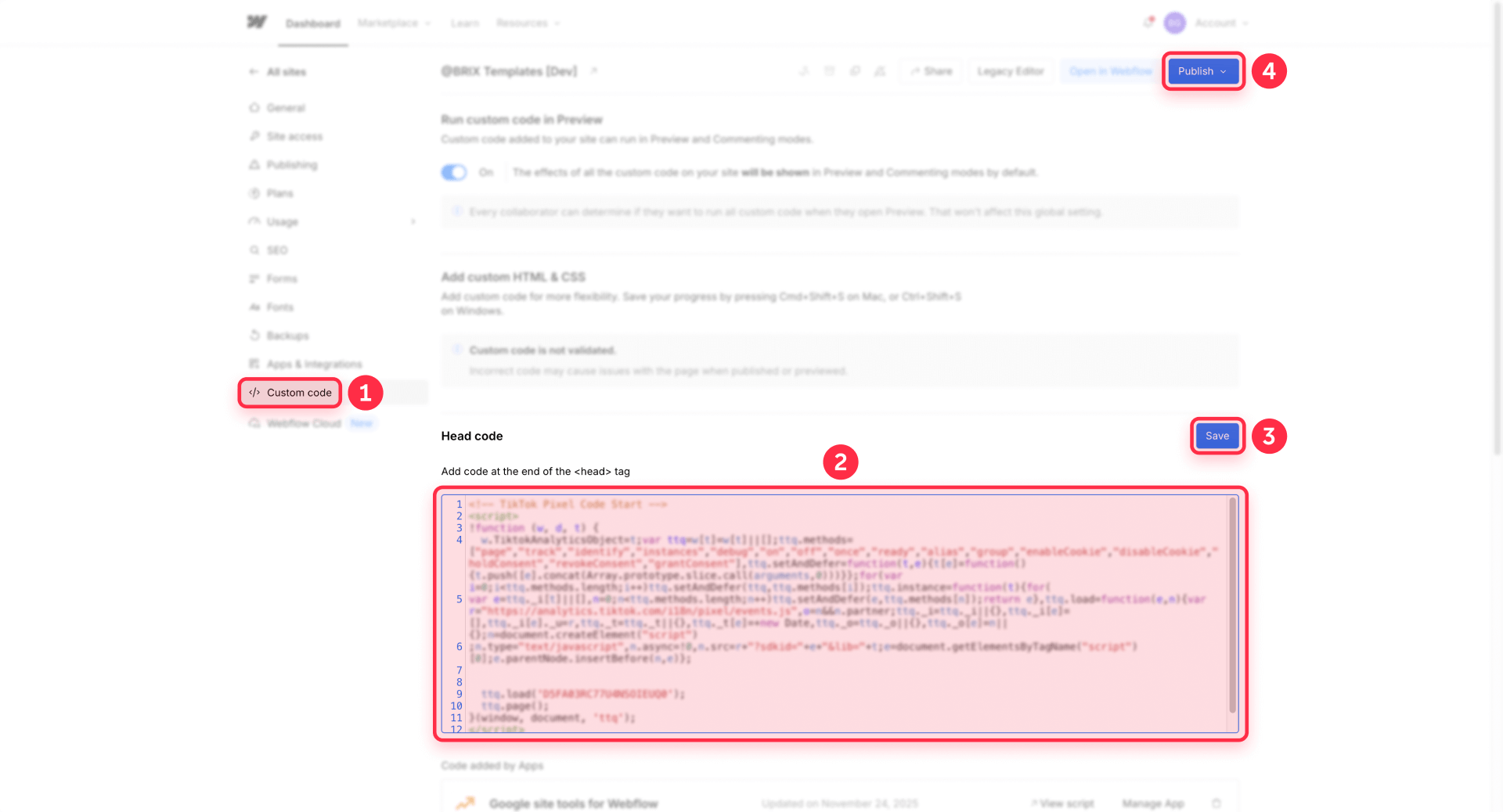 How To Paste The Reddit Pixel Code In Custom Code Of Webflow