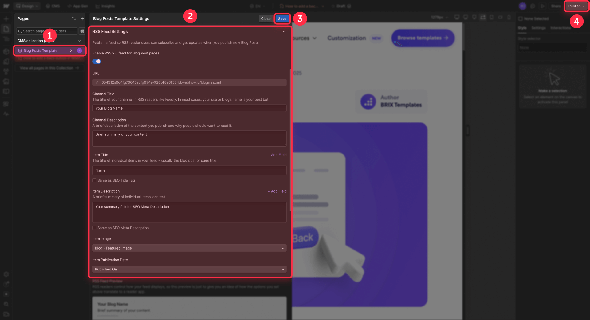 How To Enable And Configure The RSS Feed In Webflow Designer