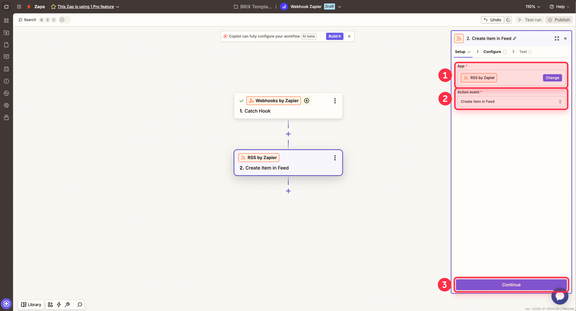 How To Select The RSS By Zapier App As An Action In The Zap