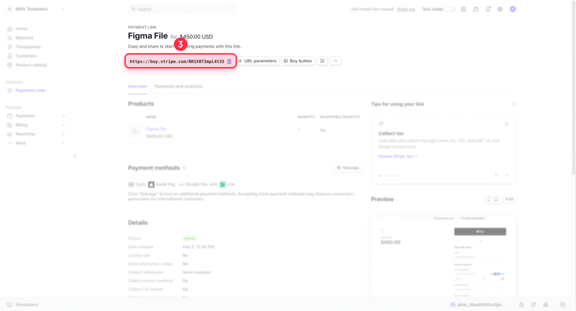 How To Copy The Payment Link URL Created In Stripe