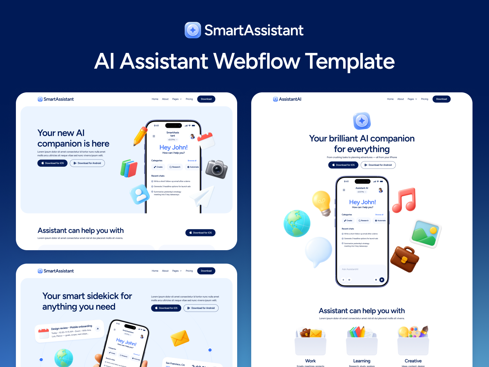 AI Assistant App Webflow Template
