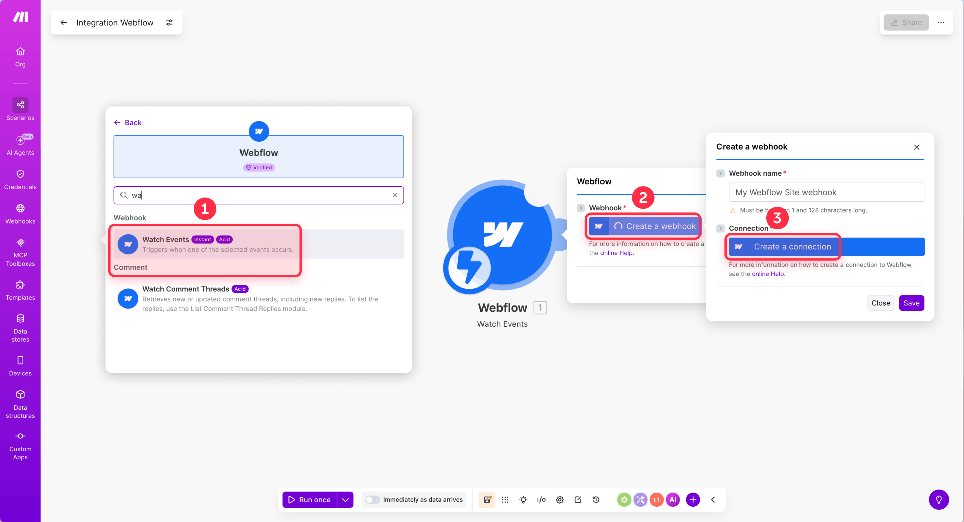 How To Create The Webflow Webhook In Make