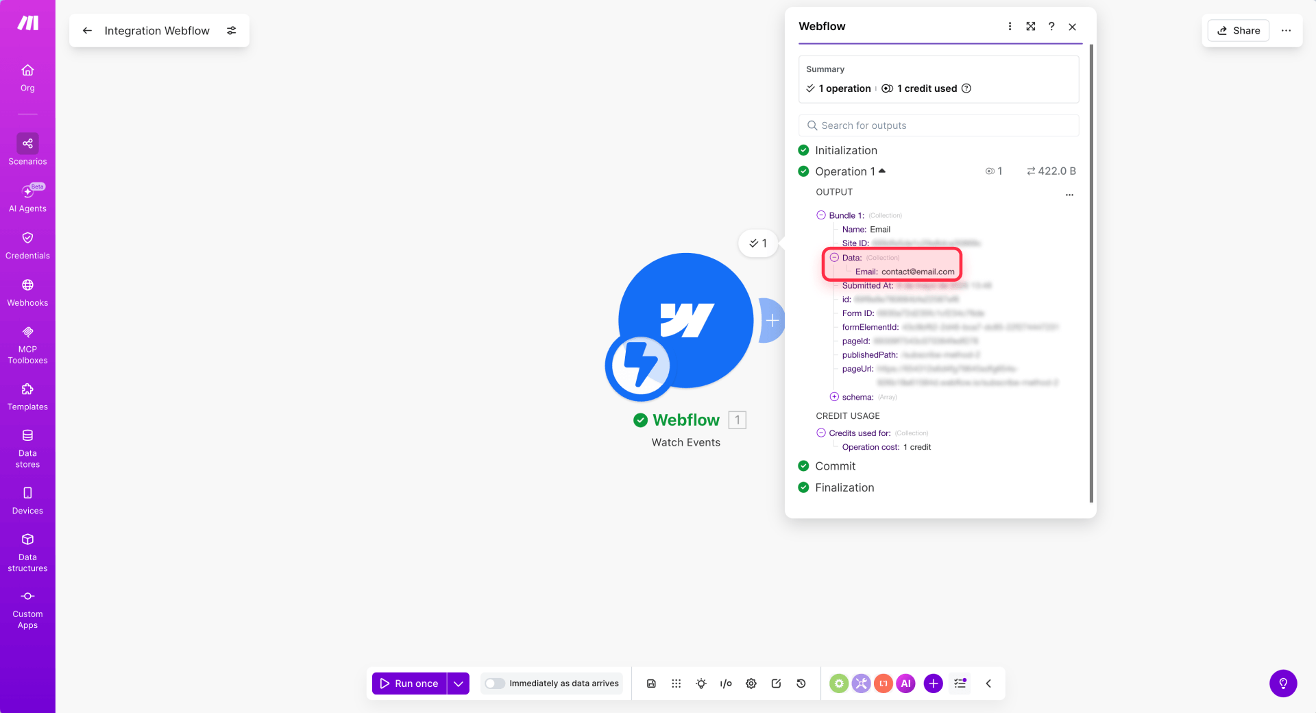 How To View The Webflow Form Payload In Make