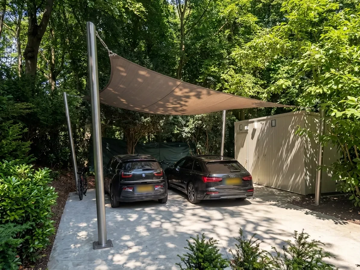 Offertevisualisatie: schaduwdoek op de werkelijke locatie