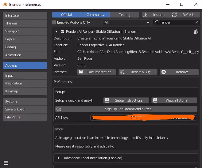 Stable Diffusion for rendering in Blender