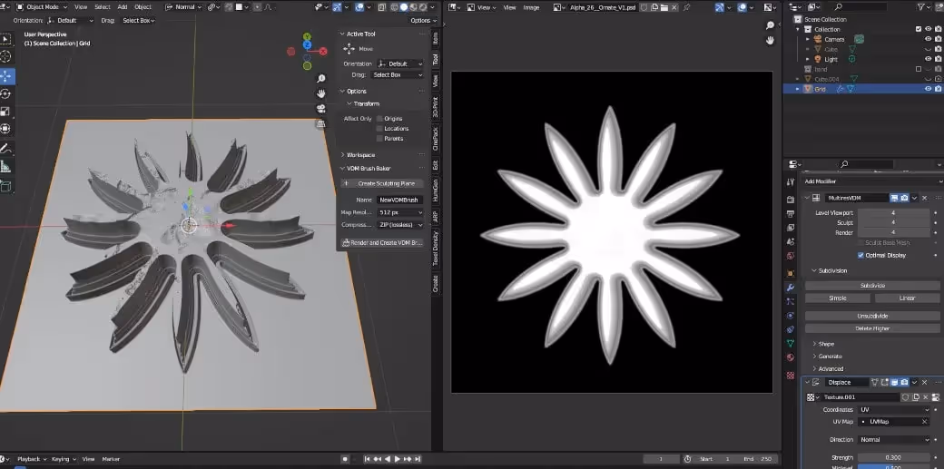 Efficient sculpting with VDM brushes in Blender