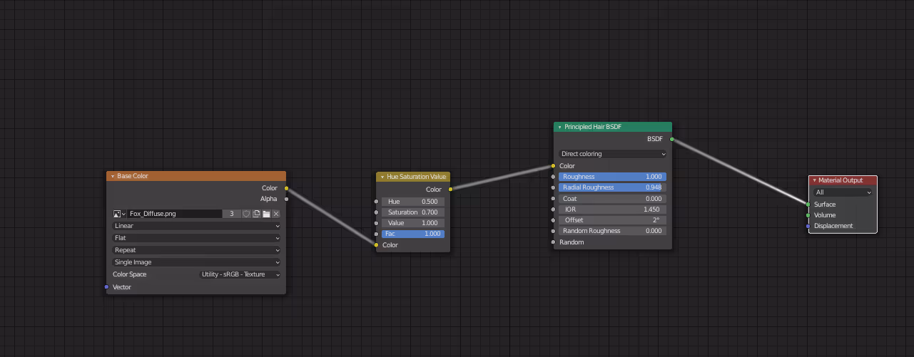 principled hair shader in direct coloring mode