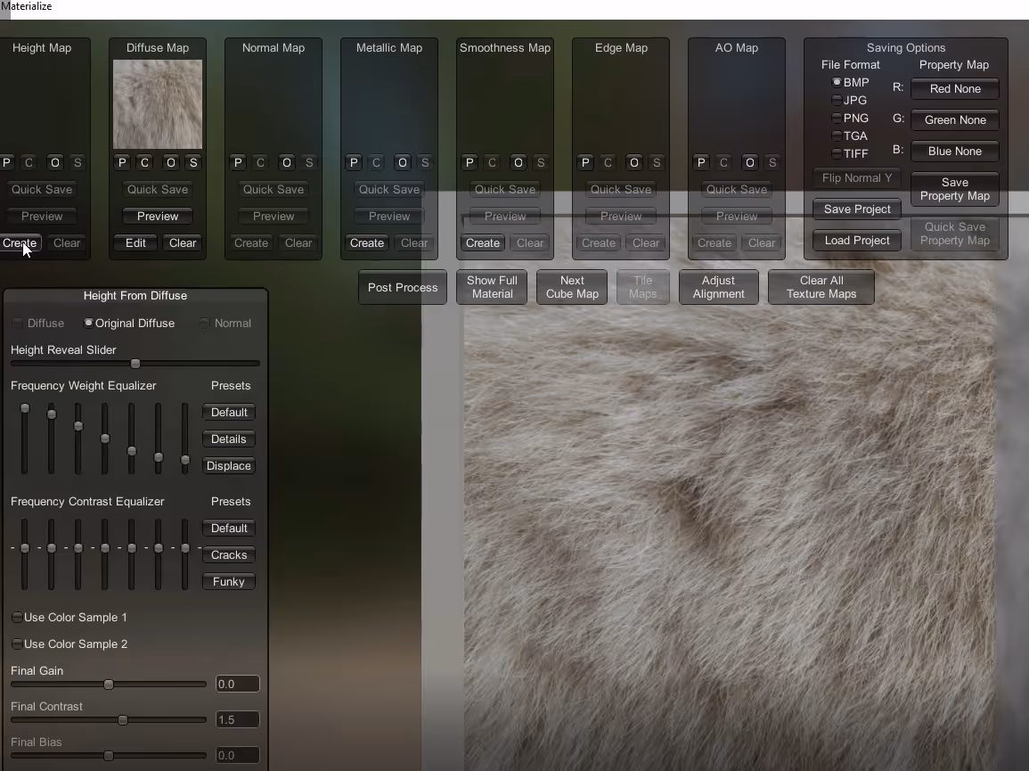 Starting with the height map slot, let’s hit create