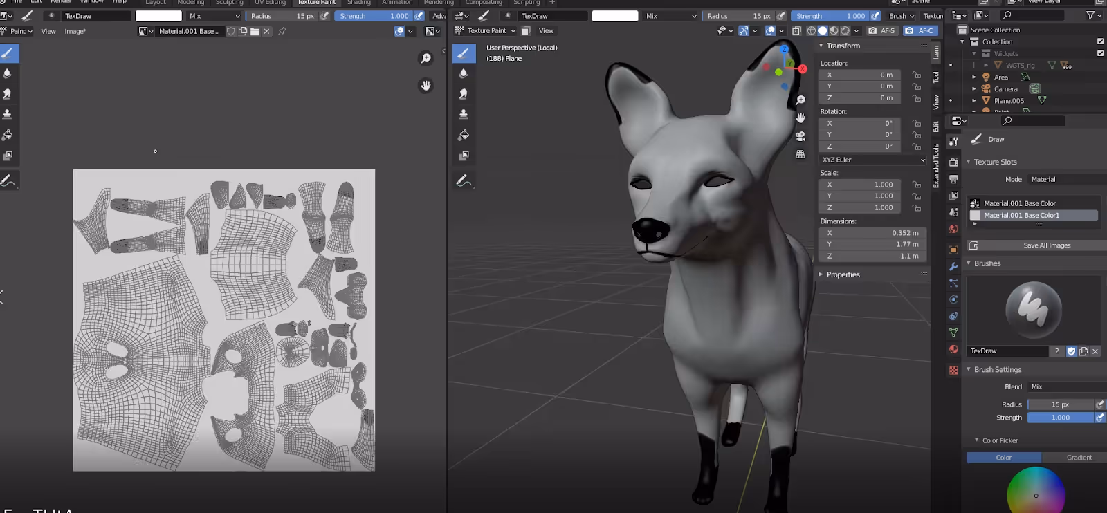 same thing for the black areas of the fox