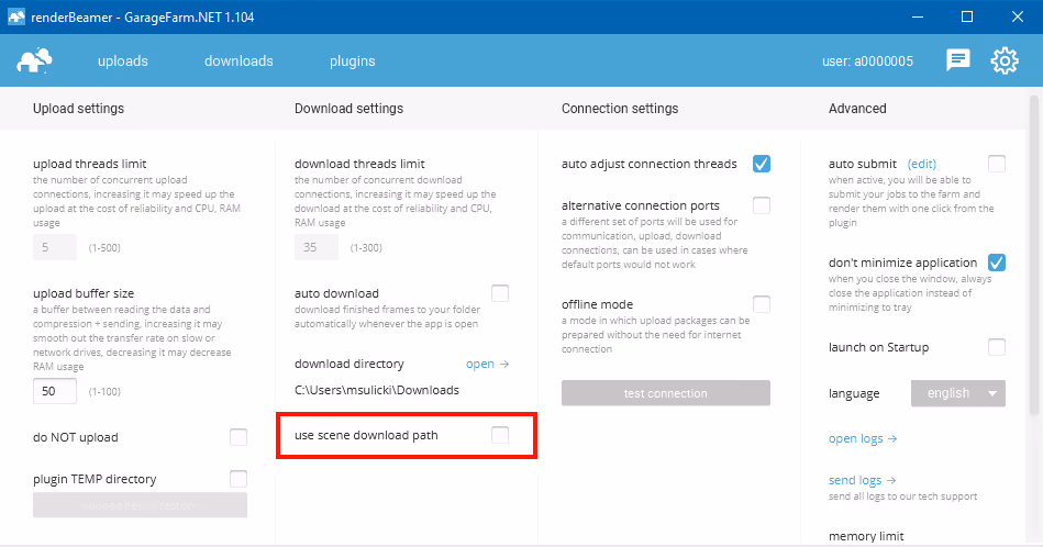 use scene download path