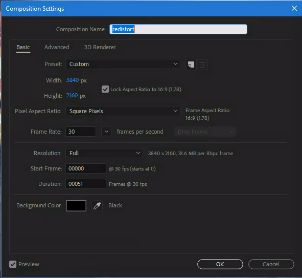 Composition settings page