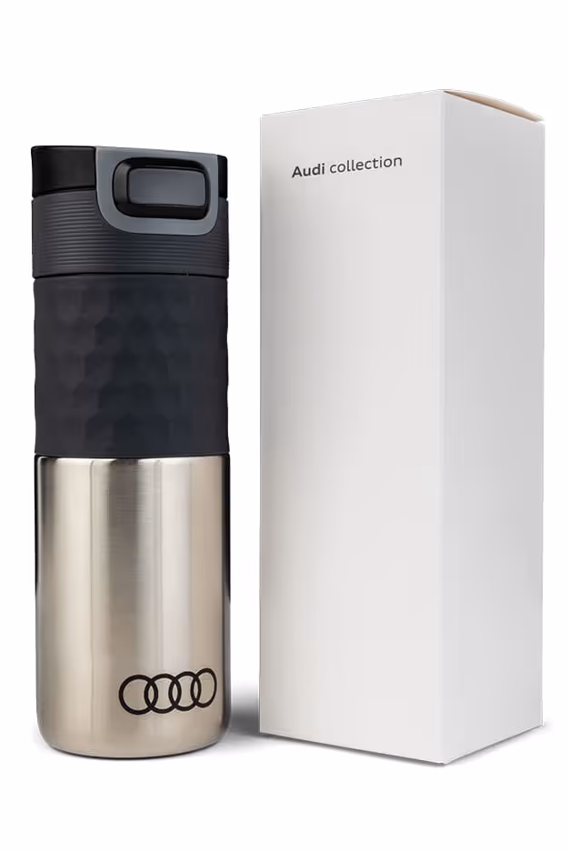 Emsa Flasche graviert bluDrop Farbe blau mit Lasergravur Logo und Text