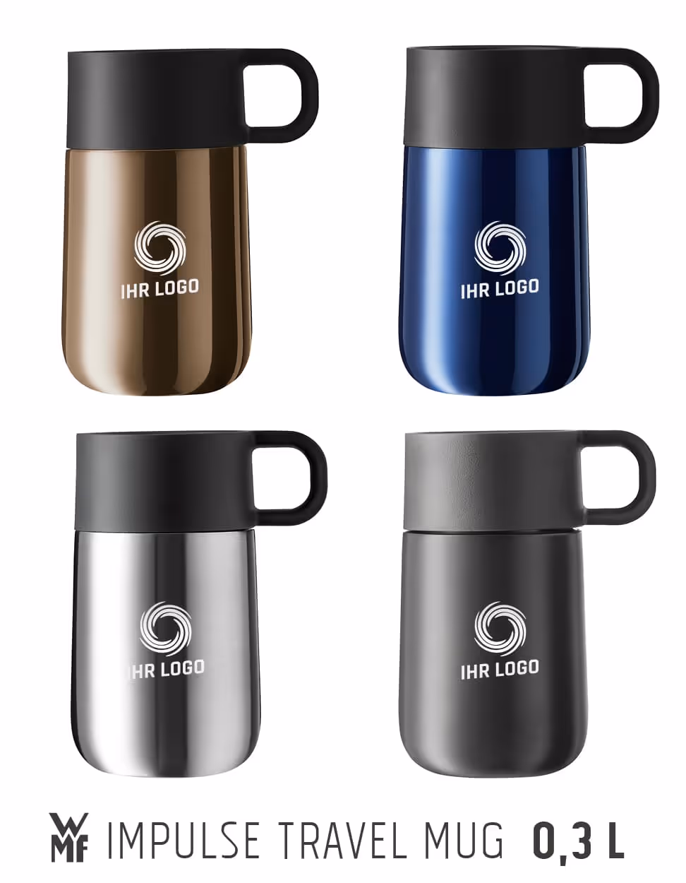 Thermobecher von WMF verschiedene Farben individuell graviert