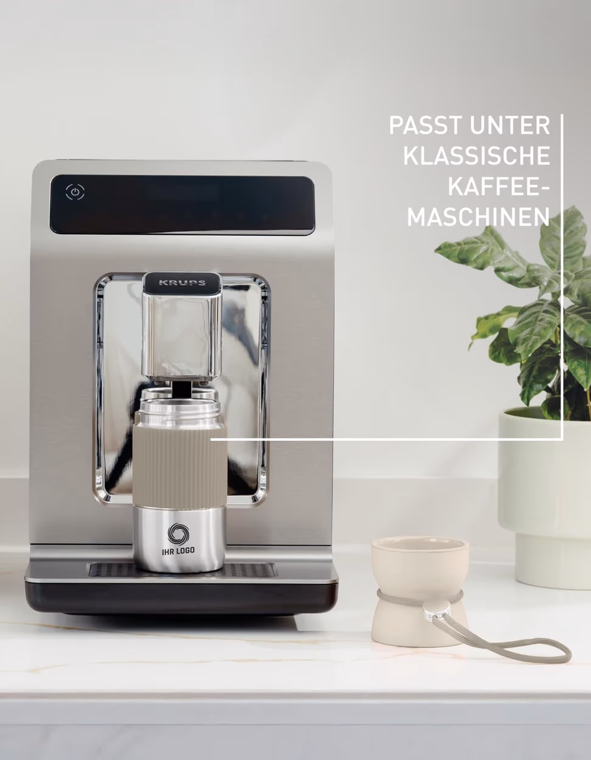 Thermobecher der unter Kaffeemaschine passt