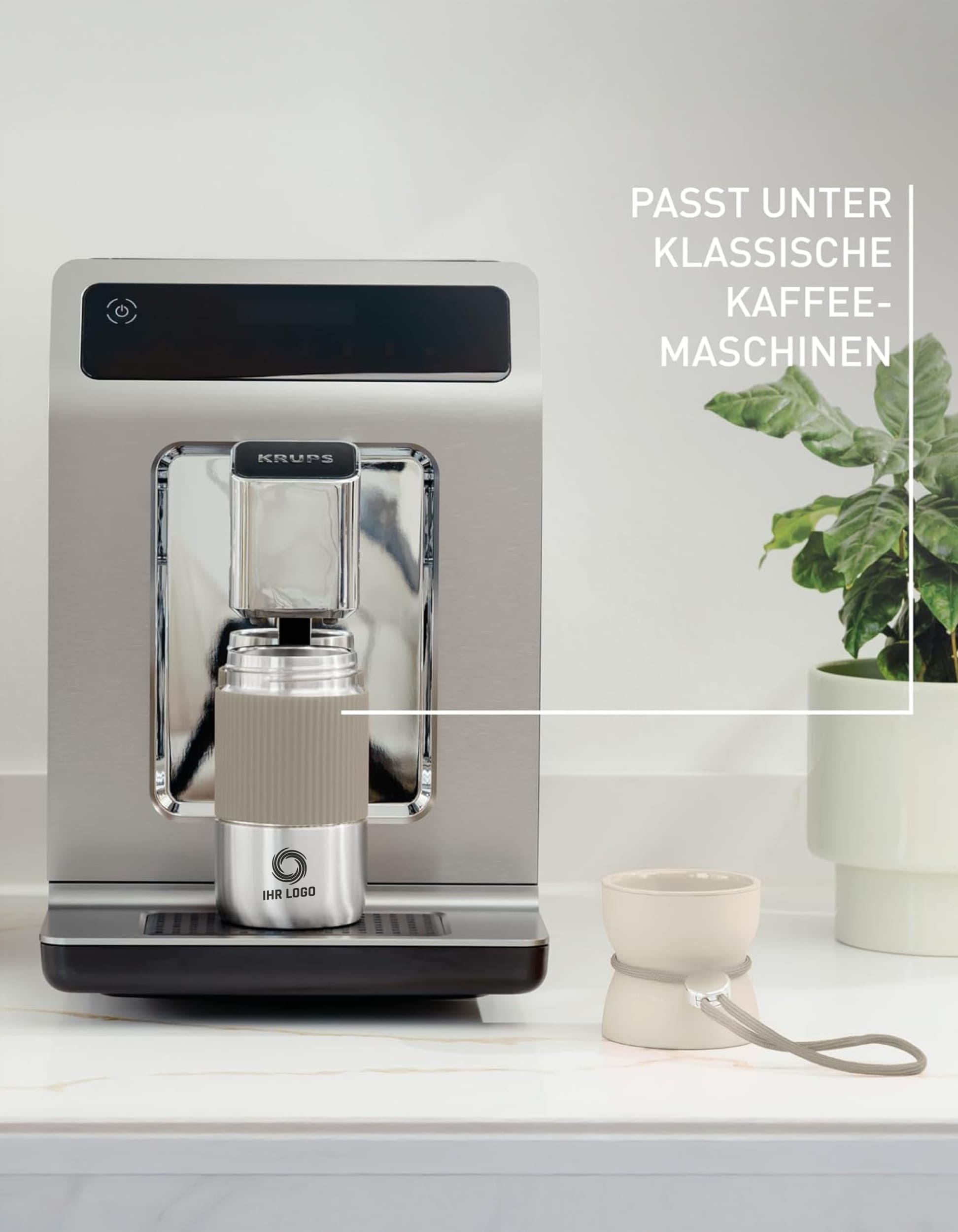 Thermobecher der unter Kaffeemaschine passt