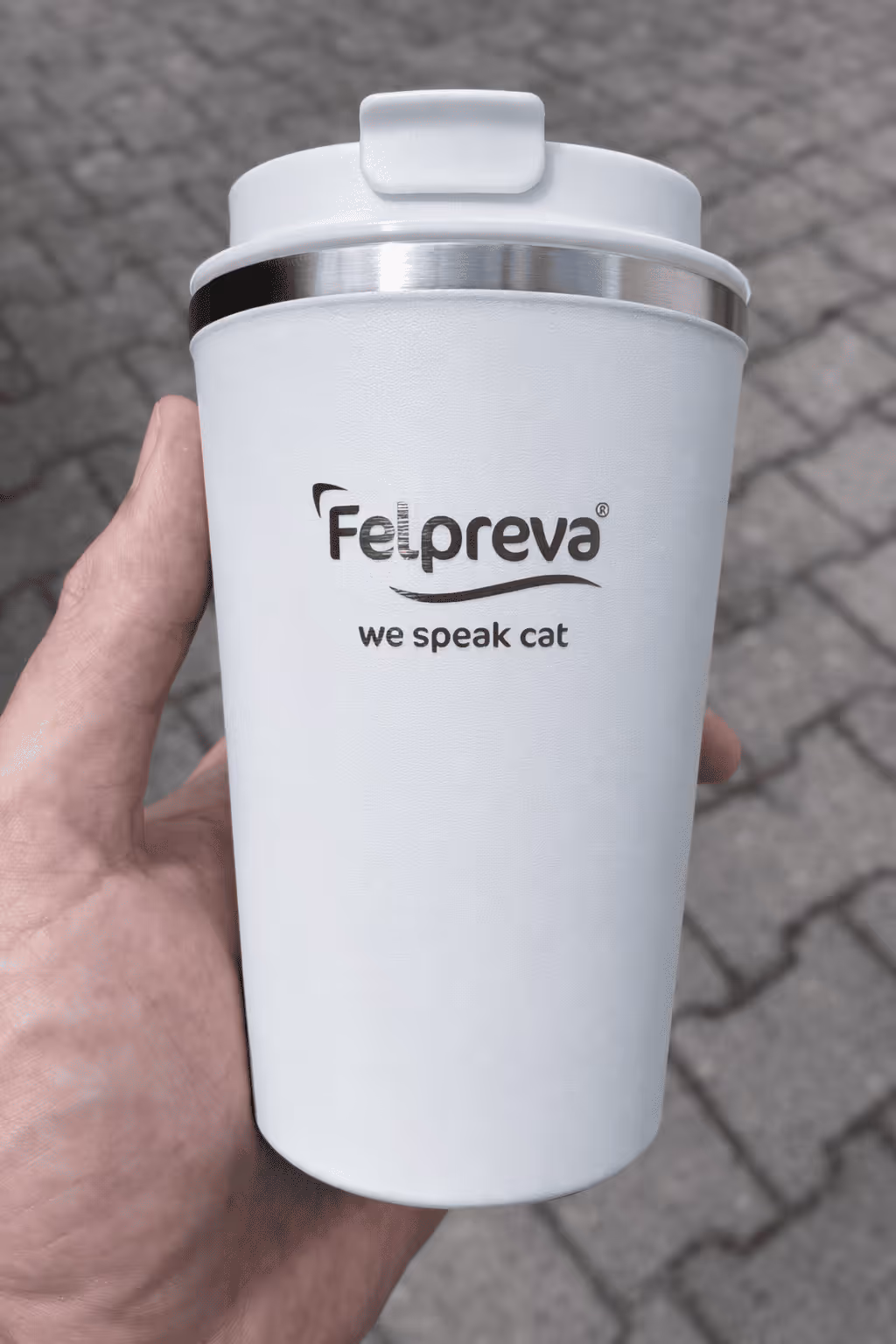 Thermobecher Farbe weiß mit Gravur