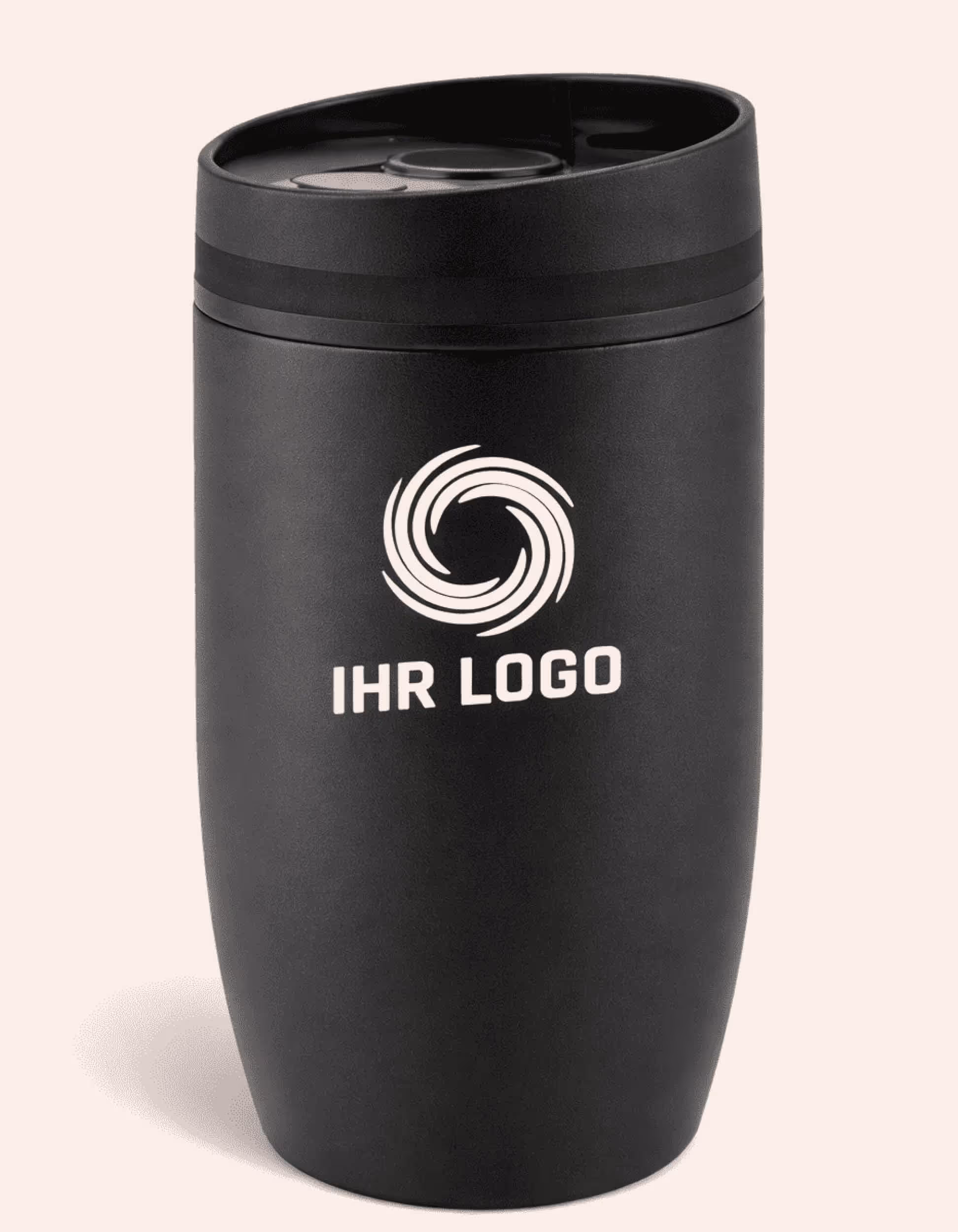 kleiner Thermobecher schwarz als Werbemittel gravur oder druck