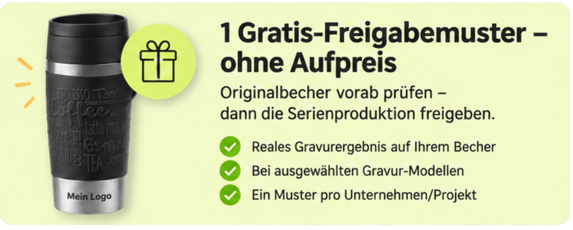 Gratis Musterbecher mit Logo