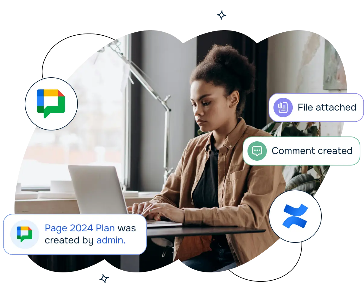 Google Chat integration for Confluence product page hero image